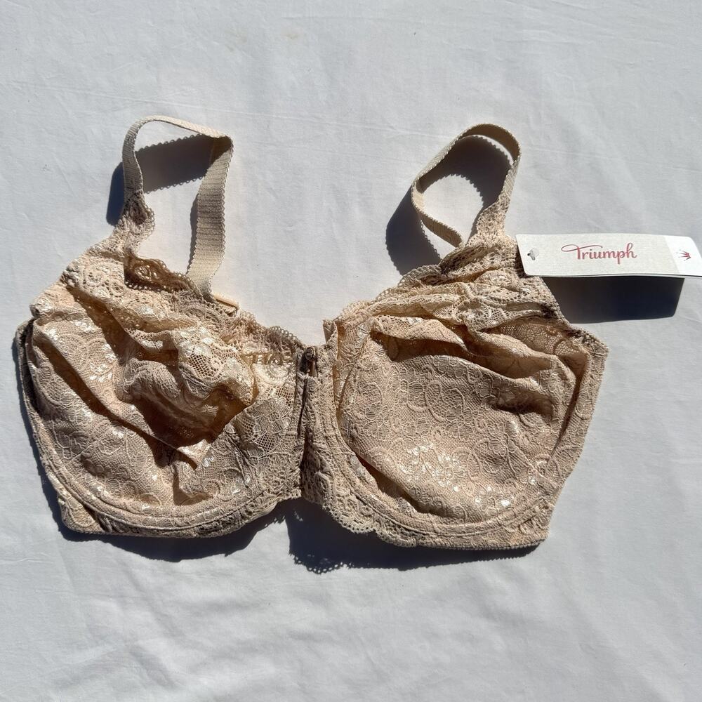 Triumph Amourette 300 Bra Unlined Underwire 34H Beige Lace